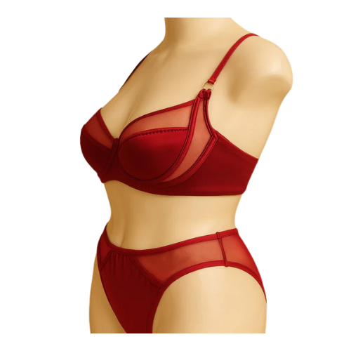 High-Quality Thin Cup Soft Underwired Light Padded Bra & Panty Set 055 | Metal Ring Straps.