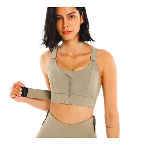 Front-Zip Women’s Sports Bra | High-Impact Breast Support for Gym & Casual Activities.