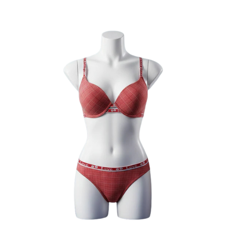 Check Pattern Bra & Panty Set 802C | Soft Cotton, Lightly Padded & Wired, Daily Comfort.