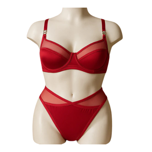 High-Quality Thin Cup Soft Underwired Light Padded Bra & Panty Set 055 | Metal Ring Straps.