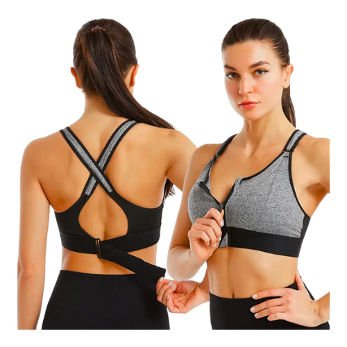 Front-Zip Women’s Sports Bra | High-Impact Breast Support for Gym & Casual Activities.