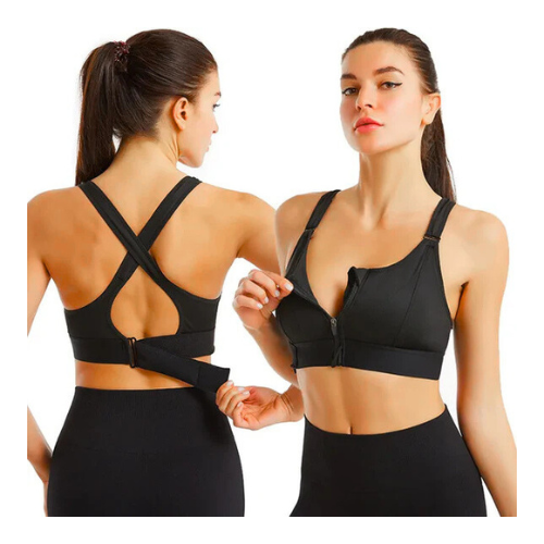 Front-Zip Women’s Sports Bra | High-Impact Breast Support for Gym & Casual Activities.