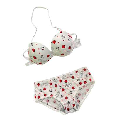 Front-Open 4-in-1 Push-Up Bra & Panty Set 016 | Hello Kitty Print, Adjustable Straps, High Quality.