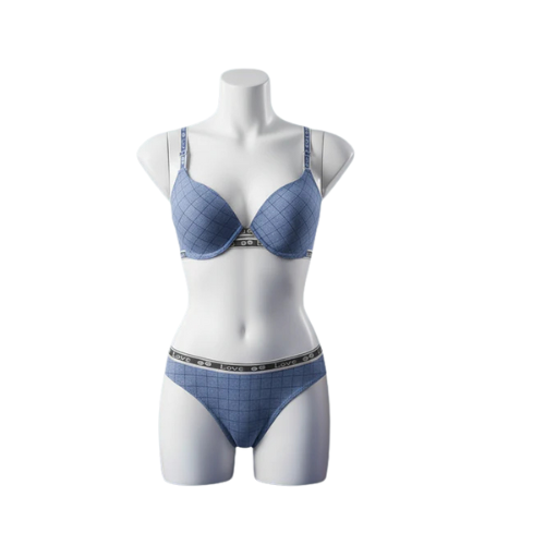 Check Pattern Bra & Panty Set 802C | Soft Cotton, Lightly Padded & Wired, Daily Comfort.