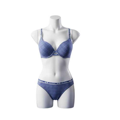 Check Pattern Bra & Panty Set 802C | Soft Cotton, Lightly Padded & Wired, Daily Comfort.