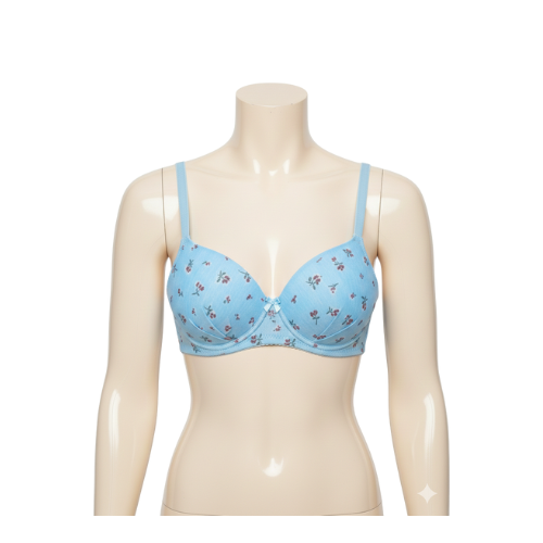 Premium Cotton Padded Bra with Flower Print | Soft, Breathable & Supportive.