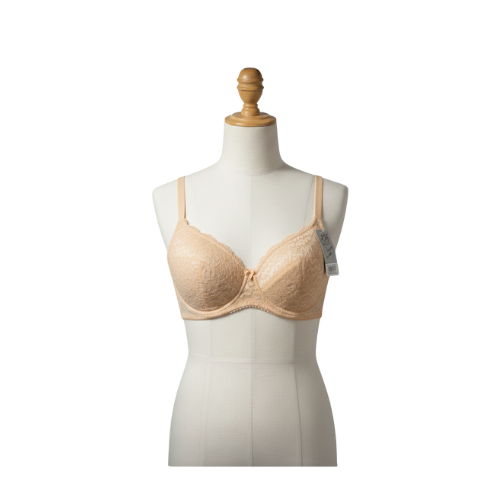 Push-Up Lycra Bra with Net Surface & Ring Accent | Light Padding, Comfortable Fit.
