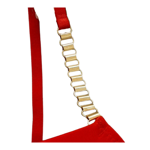 High-Quality Push-Up Bra & Panty Set 195 | Chain Straps, Front V Buckle, Smooth & Sequin Design.