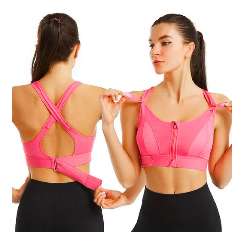 Front-Zip Women’s Sports Bra | High-Impact Breast Support for Gym & Casual Activities.