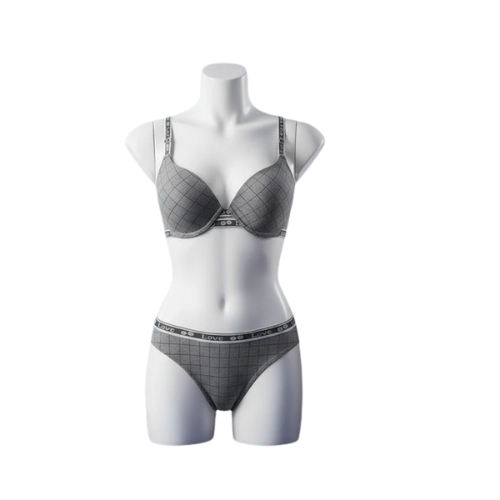 Check Pattern Bra & Panty Set 802C | Soft Cotton, Lightly Padded & Wired, Daily Comfort.