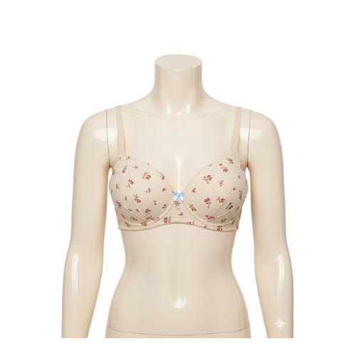 Premium Cotton Padded Bra with Flower Print | Soft, Breathable & Supportive.