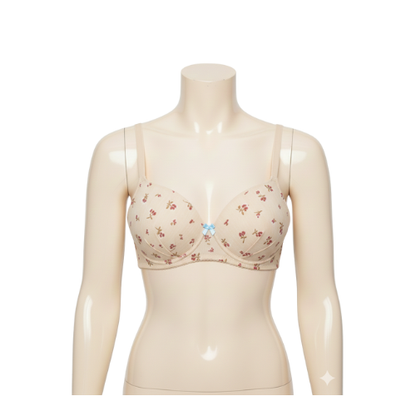Premium Cotton Padded Bra with Flower Print | Soft, Breathable & Supportive.