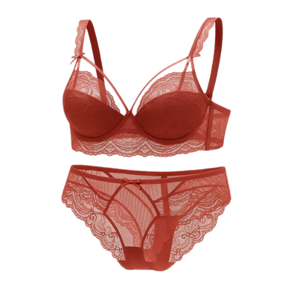 Bridal Lace Bra & Panty Set 2499 | Lightly Padded Half-Cup Bra, Wired with Adjustable Straps & Back Closure.