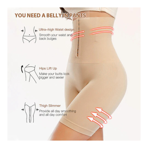 High-Waist Hook Adjustable Shapewear | Tummy Slimming & Butt Lifting for Gym Workouts.