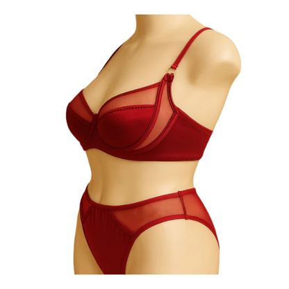 High-Quality Thin Cup Soft Underwired Light Padded Bra & Panty Set 055 | Metal Ring Straps.