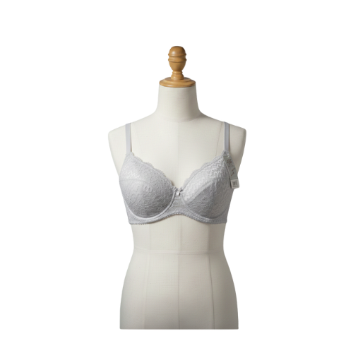 Push-Up Lycra Bra with Net Surface & Ring Accent | Light Padding, Comfortable Fit.
