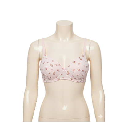 Premium Cotton Padded Bra with Flower Print | Soft, Breathable & Supportive.