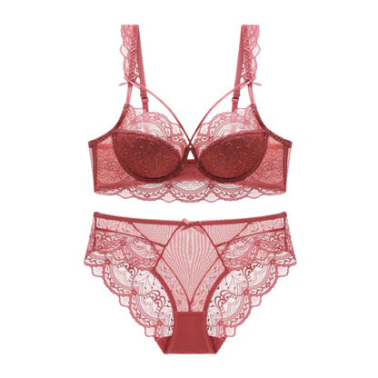 Bridal Lace Bra & Panty Set 2499 | Lightly Padded Half-Cup Bra, Wired with Adjustable Straps & Back Closure.