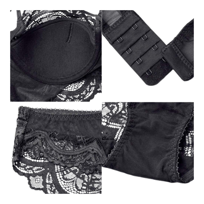 Bridal Lace Bra & Panty Set 2499 | Lightly Padded Half-Cup Bra, Wired with Adjustable Straps & Back Closure.