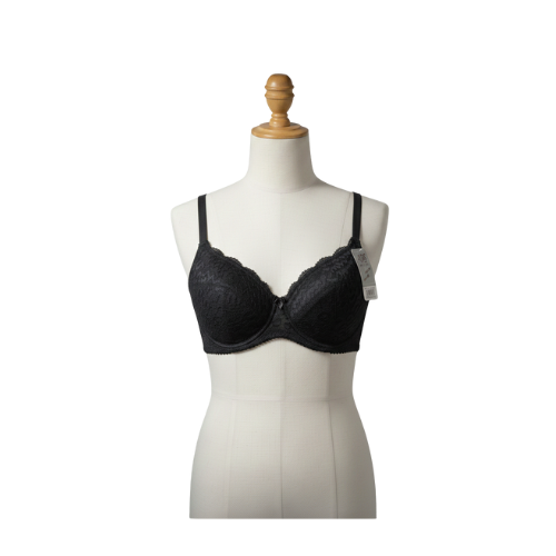 Push-Up Lycra Bra with Net Surface & Ring Accent | Light Padding, Comfortable Fit.