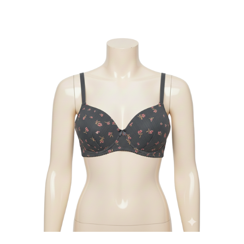 Premium Cotton Padded Bra with Flower Print | Soft, Breathable & Supportive.